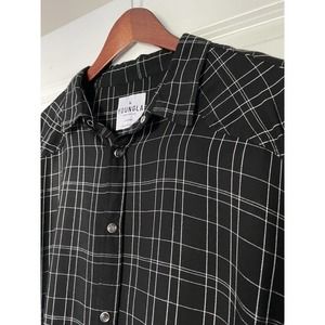 Young LA Shirt Mens Size Xl Button Up Black White Pearl Snap Viscose Long Sleeve